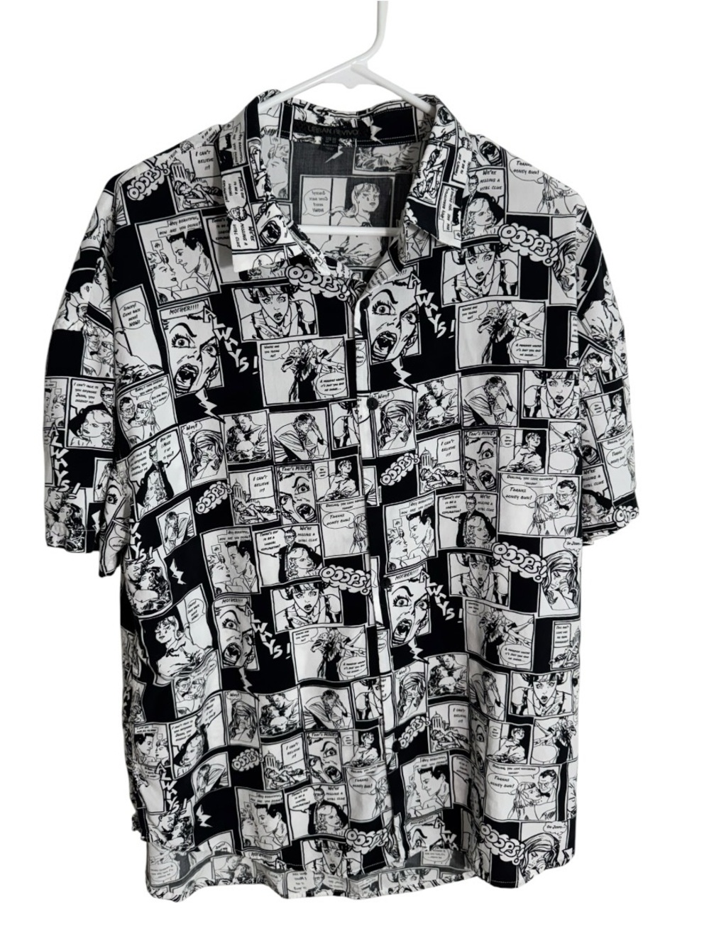 Urban Revivo Comic Print Button-Up Shirt | Unisex Oversized XL
